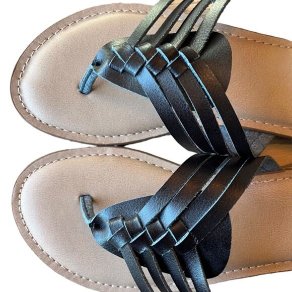 Torrid Sandals Size 8 1/2 Wide Black Braided Flat Thong Plus Size Plus - Picture 4 of 8